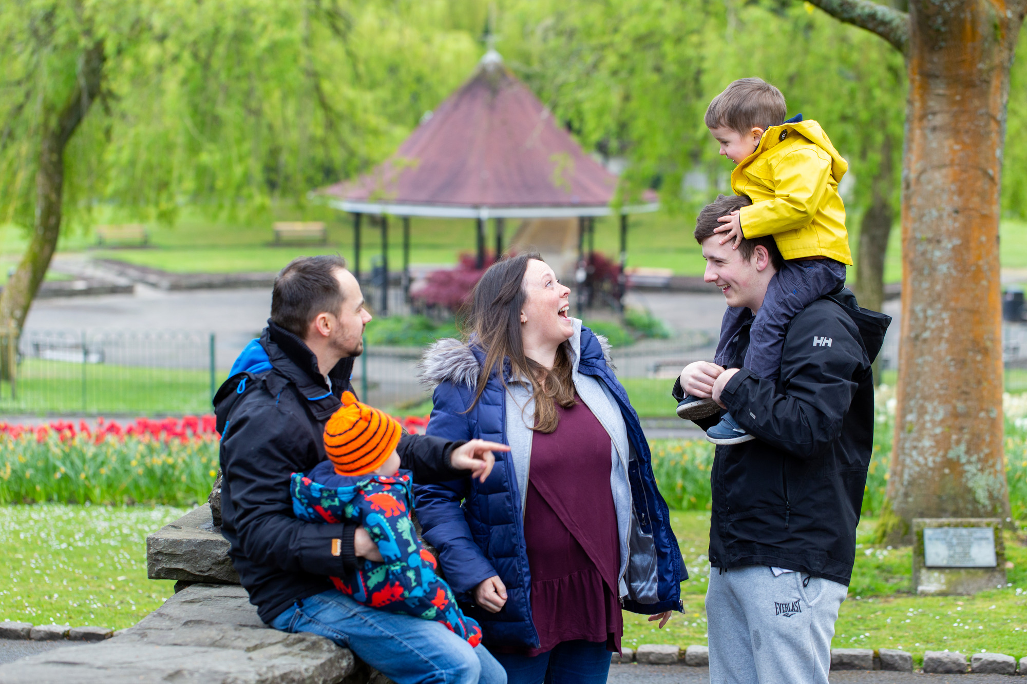 family out together in a park