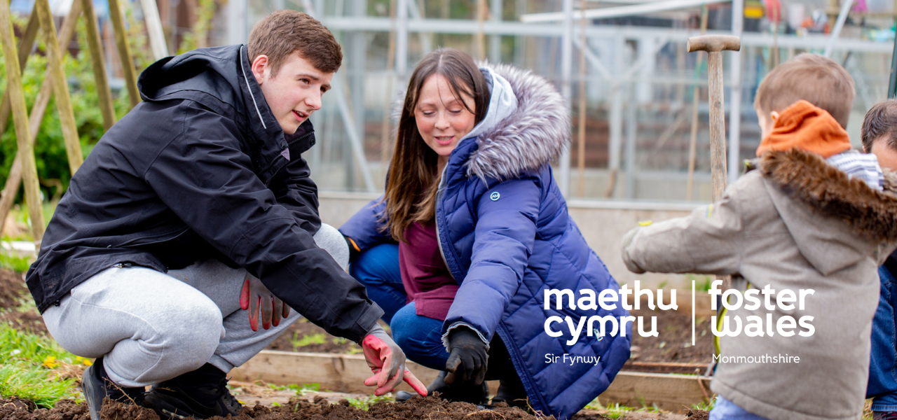 young family in an allotments