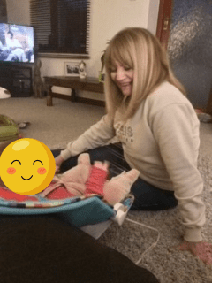 Karen and Gerard blog. Image of Karen with baby